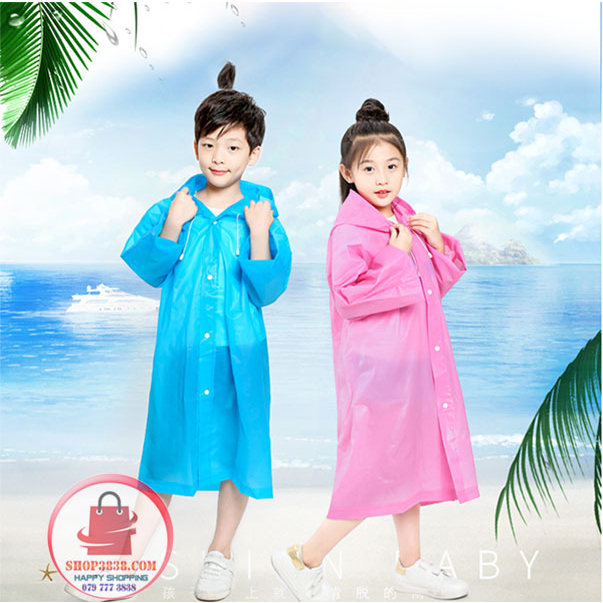 Áo Mưa Măng Tô  Nhựa Dẻo Cho Bé Từ 1m1 Đến 1m4