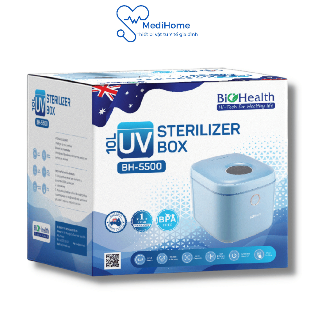 Máy tiệt trùng UV cửa trên 10L Biohealth BH5500 tiện lợi và an toàn - Bảo hành 1 năm - MediHome
