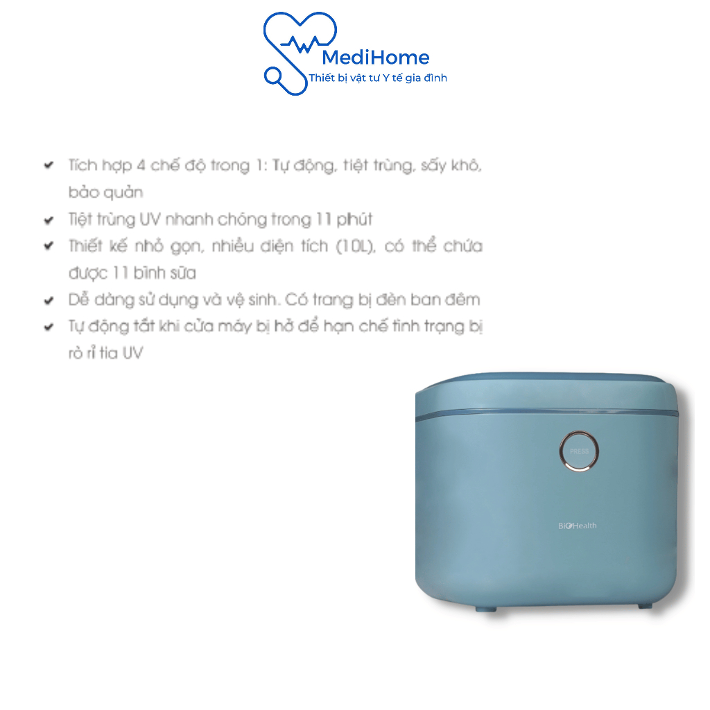 Máy tiệt trùng UV cửa trên 10L Biohealth BH5500 tiện lợi và an toàn - Bảo hành 1 năm - MediHome