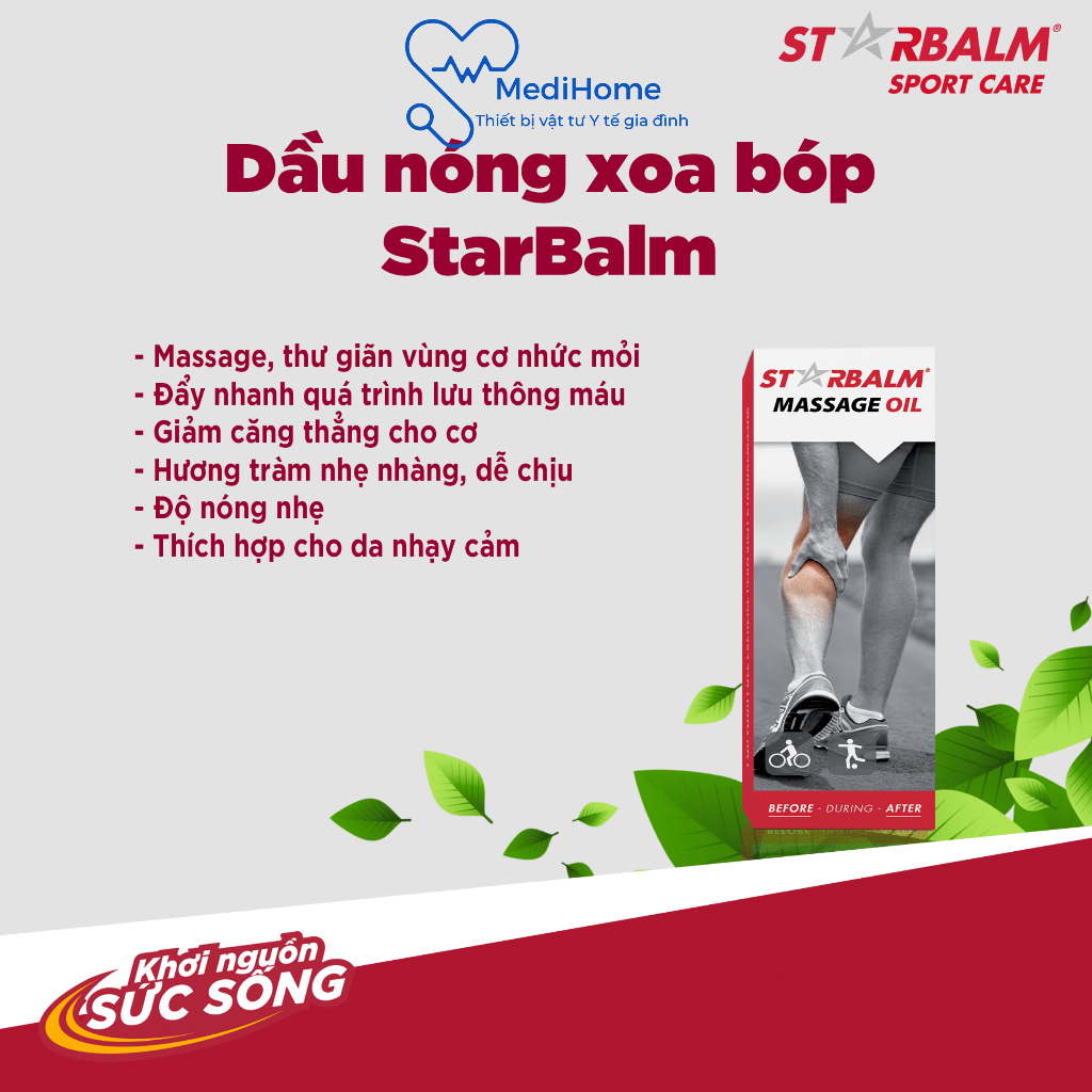 Dầu xoa bóp Starbalm Massage Oil 50ml dầu nóng xoa bóp, massa cơ bắp nhức mỏi vùng vai gáy, cổ, chân tay - MediHome