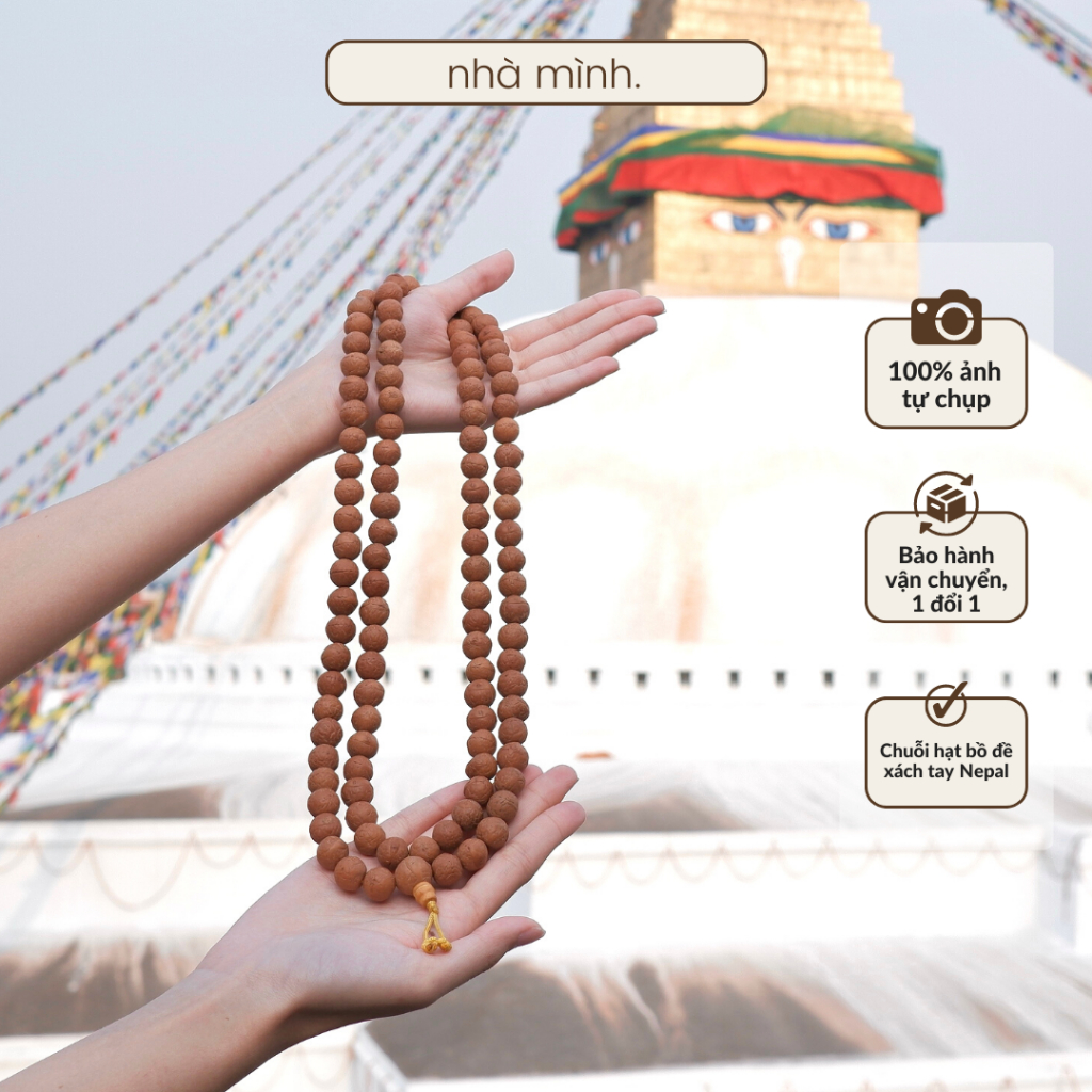 Chuỗi 108 Hạt Bồ Đề Phật Nhãn Nepal Size 13mm, Chuỗi Bồ Đề Mắt Phật Nepal, Tràng Hạt Niệm Phật Tụng Kinh
