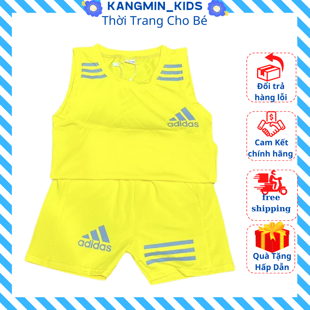 Bộ thể thao bé trai Kangmin kids, Bộ ba lỗ sát nách cho bé trai chất thun Cotton cực mát cho bé 6-27kg