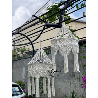 Khung Đèn trần treo Macrame phong cách trang trí Boho - Tặng kèm móc S