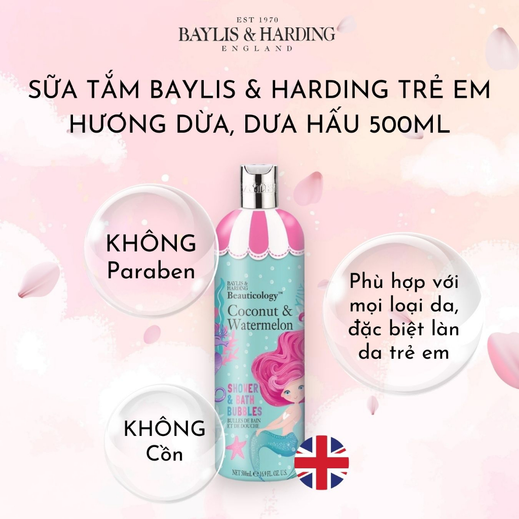 Combo Chăm sóc toàn thân cho mẹ và bé gồm Sữa tắm Baylis&Harding trẻ em hương dừa, dưa hâú và Tẩy da chết toàn thân Cycl