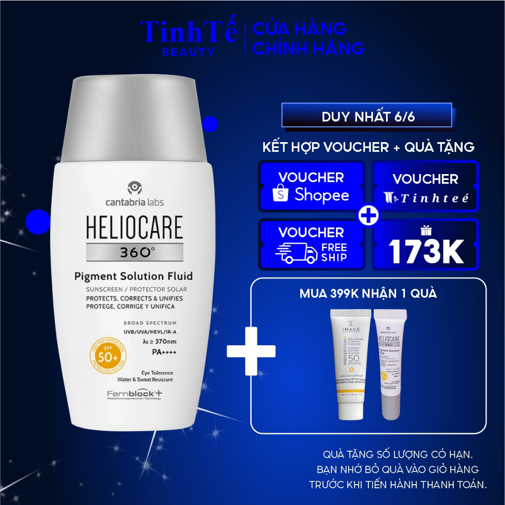 Kem chống nắng Heliocare tránh tăng sắc tố và lão hóa da 360 Pigment Solution Fluid SPF50 50ml