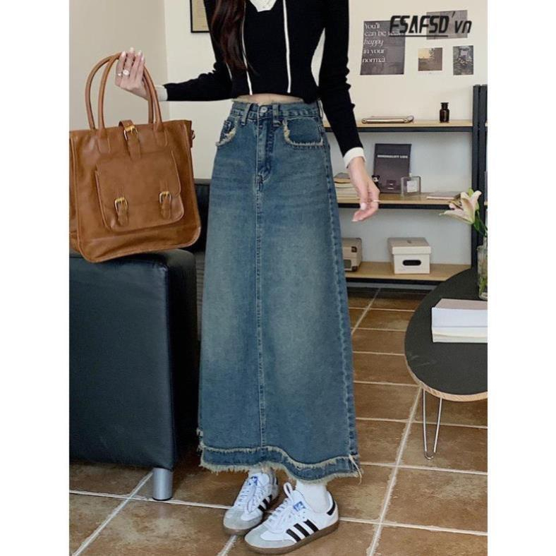 Chân váy jeans dáng dài siêu xinh hàng mới về siêu hot  Luna Jeans