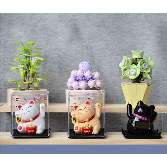 Tượng Mèo Thần Tài Vẫy Tay, Mèo Chiêu Tài Mini Năng Lượng Mặt Trời