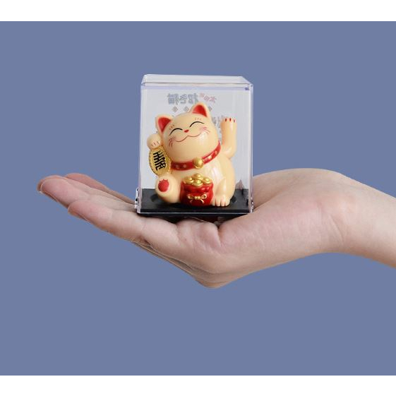Tượng Mèo Thần Tài Vẫy Tay, Mèo Chiêu Tài Mini Năng Lượng Mặt Trời