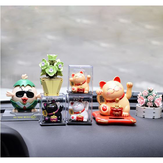 Tượng Mèo Thần Tài Vẫy Tay, Mèo Chiêu Tài Mini Năng Lượng Mặt Trời