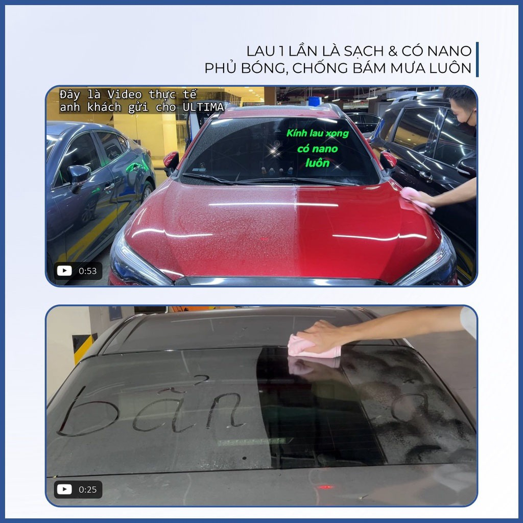 Chai xịt nano dẻo Ultima dung tích 650ml vệ sinh phủ bóng, chống bám nước cho ô tô, xe máy, màn hình chính hãng