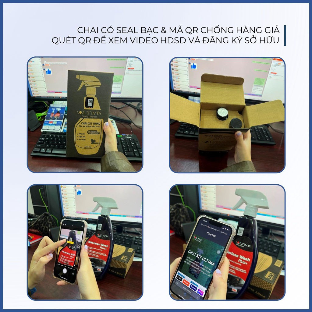 Chai xịt nano dẻo Ultima dung tích 650ml vệ sinh phủ bóng, chống bám nước cho ô tô, xe máy, màn hình chính hãng