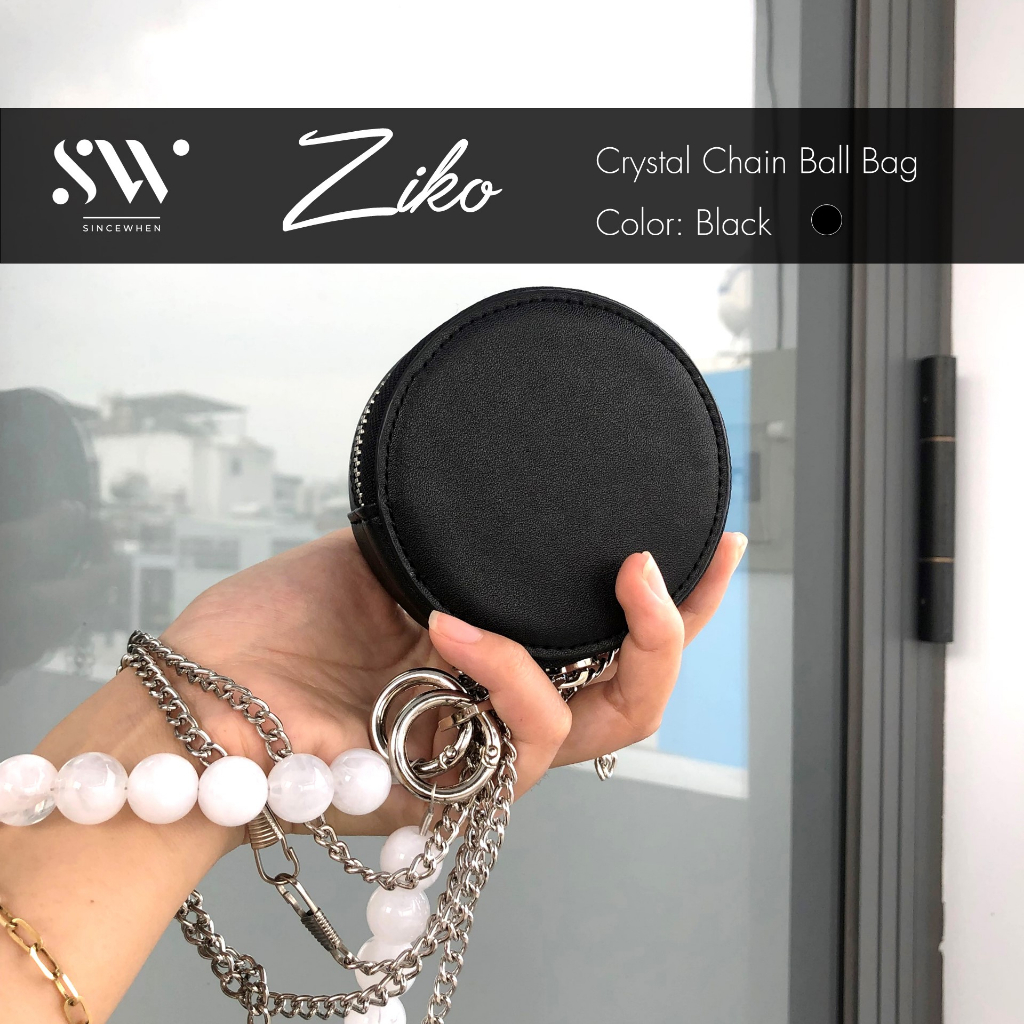Túi mini Sincewhen ZIKO dáng tròn dây chuỗi ngọc (Crystal Chain Ball Bag)