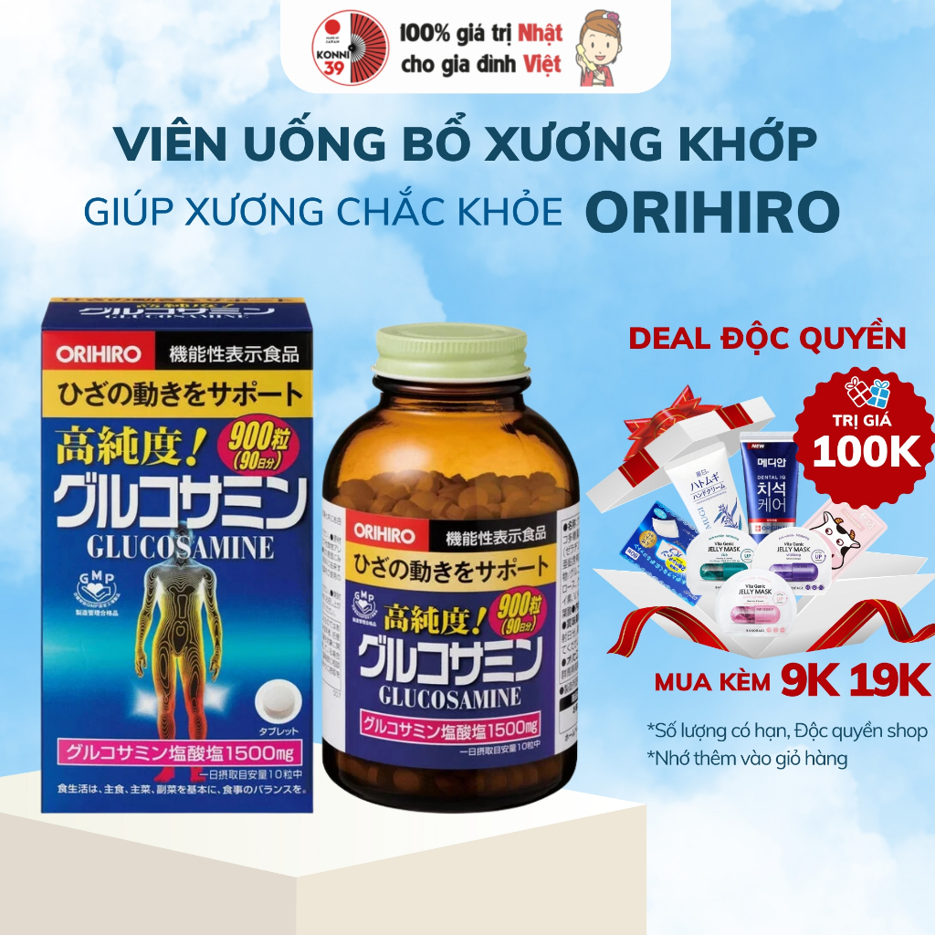 Viên uống bổ sung Glucosamine ORIHIRO Nhật Bản giảm đau xương khớp 900 viên, 360 viên - Bahachiha