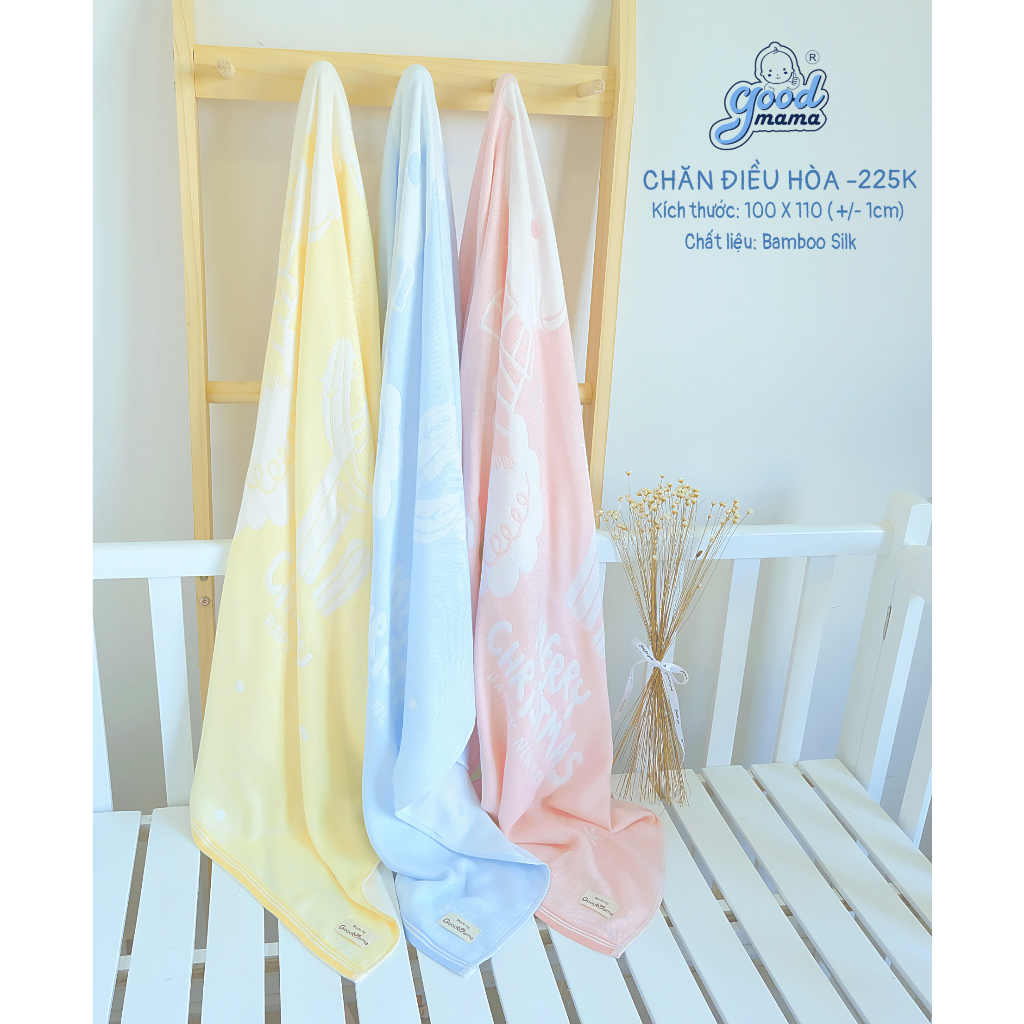 Chăn Điều Hòa Đa Năng Cho Bé Chất liệu Bamboo Silk Goodmama An Toàn Kháng Khuẩn Cao 100x110 cm