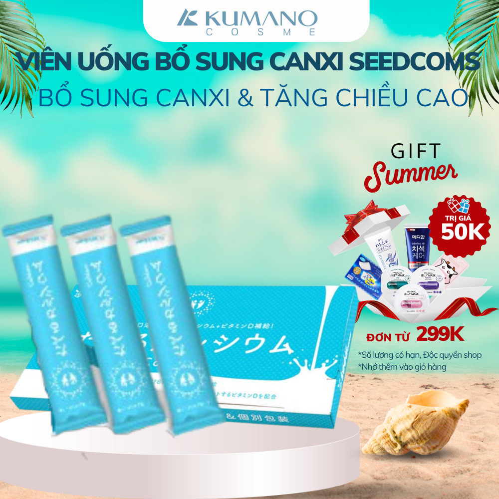 Viên uống bổ sung Canxi Seedcoms hỗ trợ tăng chiều cao ngừa loãng xương người lớn tuổi Nhật Bản 30 ngày - Kumano Cosme