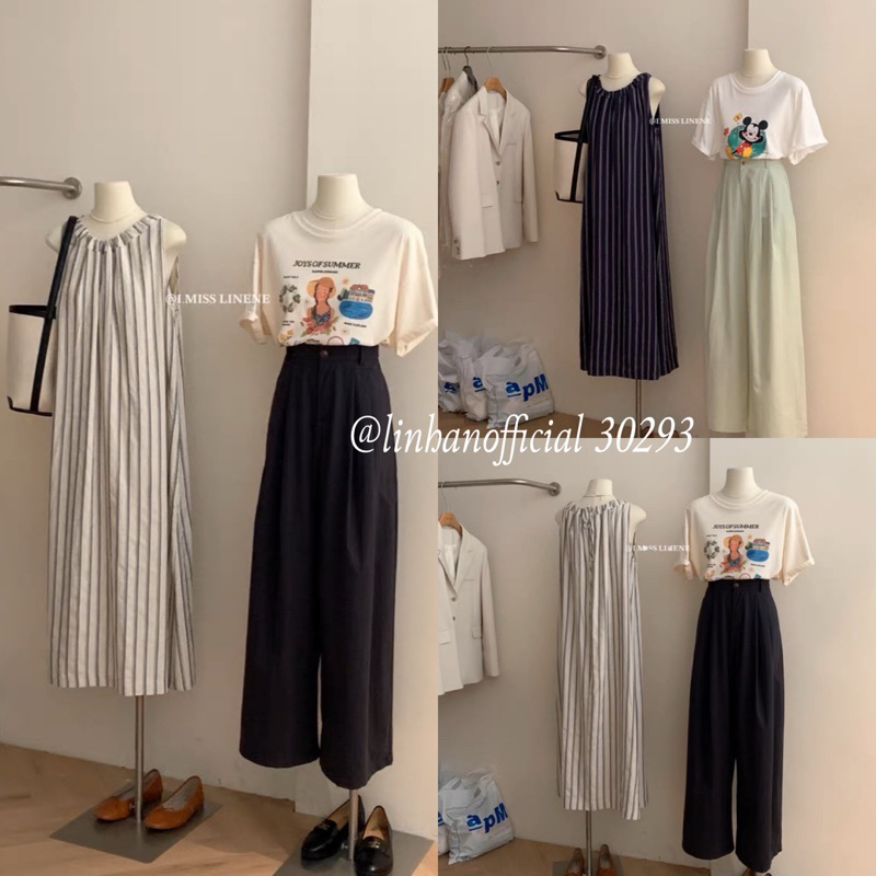 Váy yếm kẻ I Miss Linene 30293 (Hàng có sẵn)🇰🇷