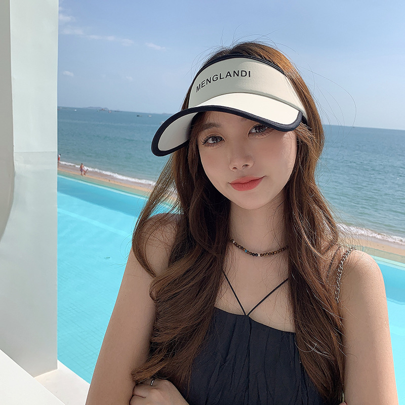 Nón Kết Chống Nắng Hở Nửa Đầu Nam Nữ Phối Chữ Kẻ Viền Menglandi Kiểu Hàn RQN2318