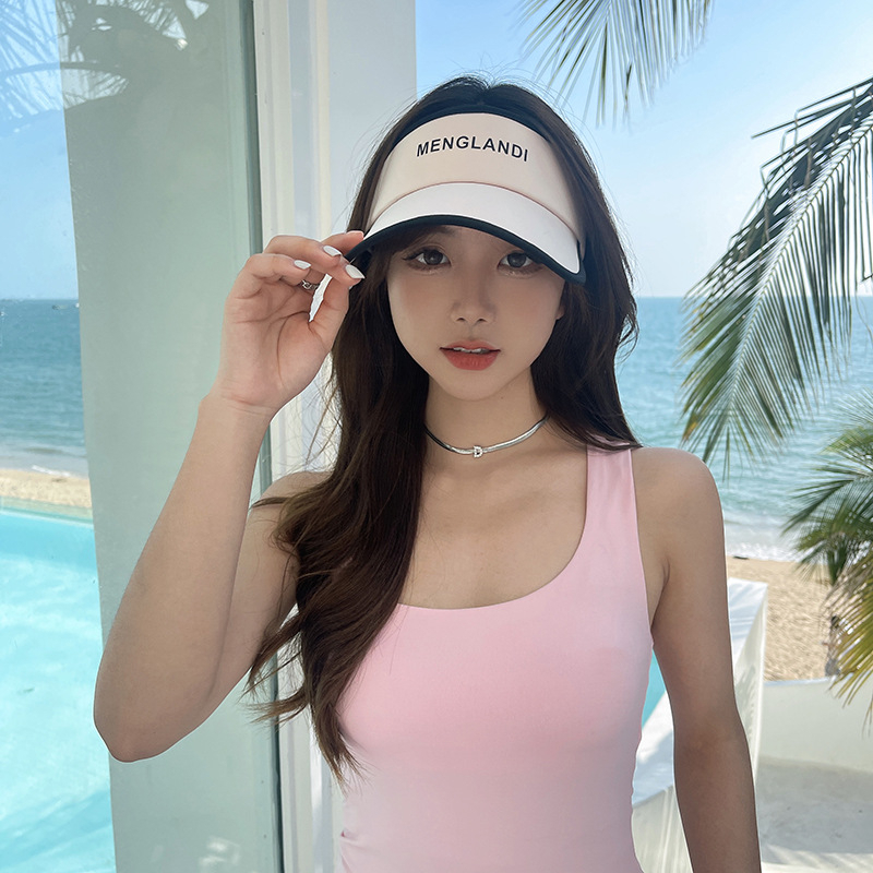 Nón Kết Chống Nắng Hở Nửa Đầu Nam Nữ Phối Chữ Kẻ Viền Menglandi Kiểu Hàn RQN2318
