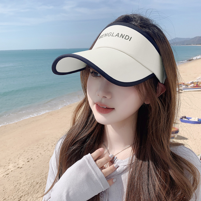 Nón Kết Chống Nắng Hở Nửa Đầu Nam Nữ Phối Chữ Kẻ Viền Menglandi Kiểu Hàn RQN2318