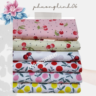 VẢI THÔ COTTON HOẠ TIẾT TRÁI CÂY dài 1m, khổ ngang 1m5
