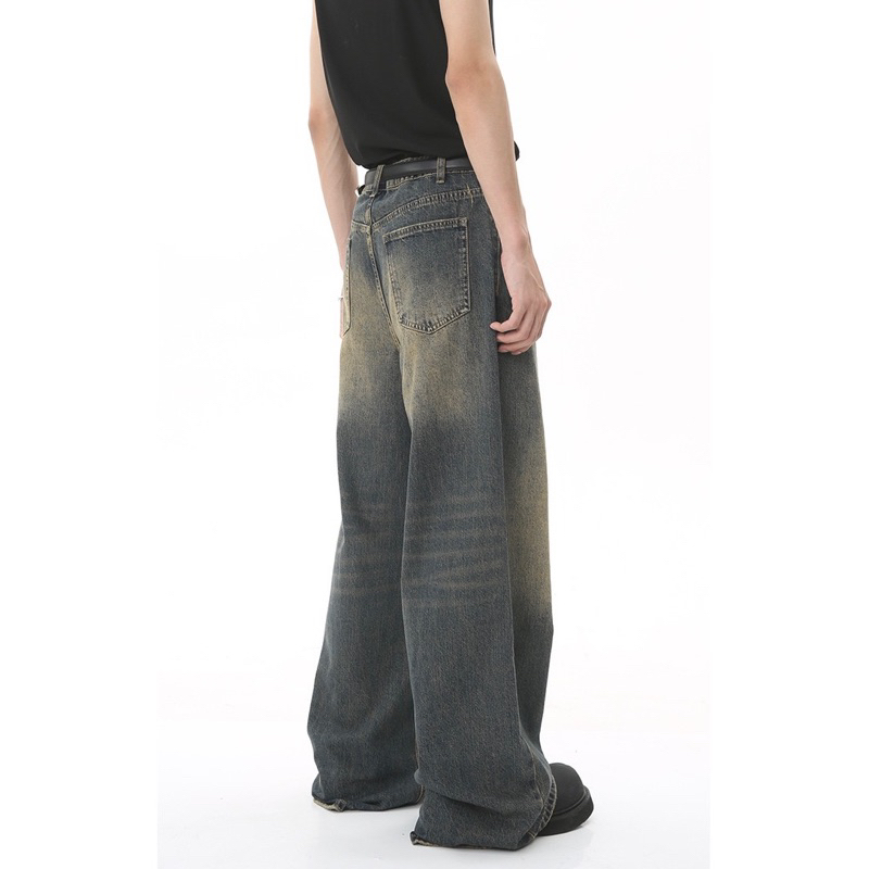Quần jean nam dáng widefit ống rộng baggy cạp cao màu dirtwash Brokeboiz