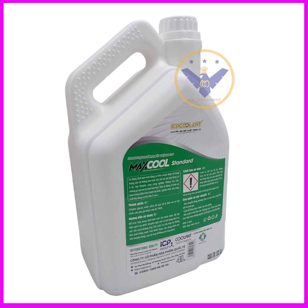 COMBO 2 can nước làm mát động cơ xe ô tô màu xanh Maxcool 4L tặng lon 1L