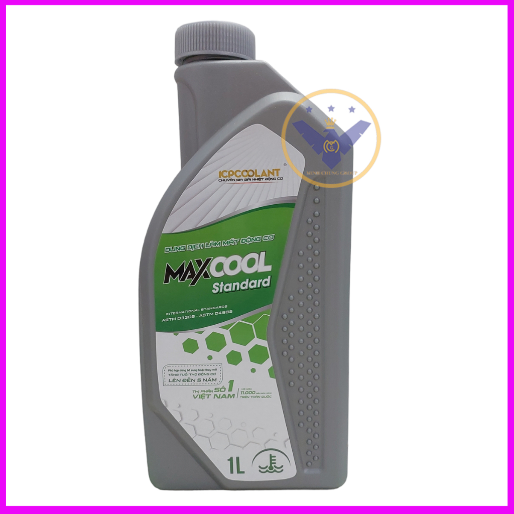 COMBO 2 can nước làm mát động cơ xe ô tô màu xanh Maxcool 4L tặng lon 1L