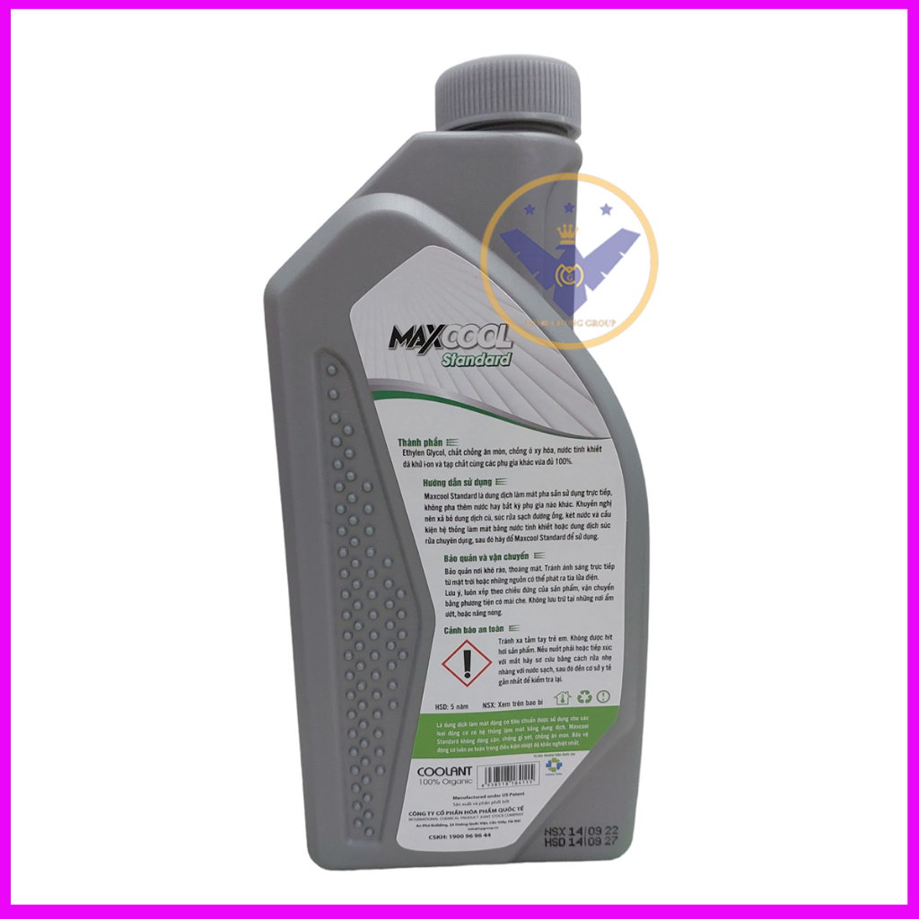 COMBO 2 can nước làm mát động cơ xe ô tô màu xanh Maxcool 4L tặng lon 1L
