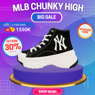 Giày MLB Chunky High Chính Hãng 🔴SIMPLE SNEAKER🔴 MLB Chunky High New York Yankees Black Màu Đen [32SHU1111-50L]