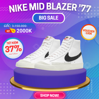Giày Nike Blazer Mid Vintage 77 Chính Hãng 🔴SIMPLE SNEAKER🔴 Nike Mid Blazer Cổ Cao Trắng Đen Chuẩn Auth