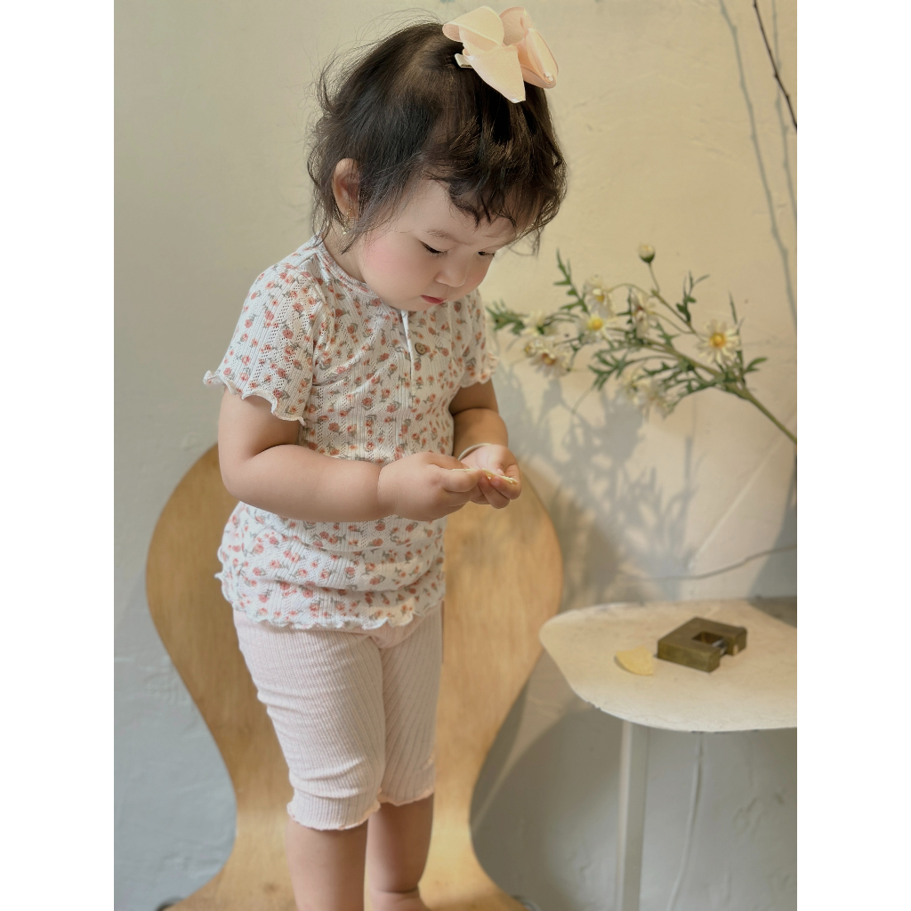 Set Áo Quần Mùa Hè CHo Bé Gái Hoa Cam Vải Cotton Thông Hơi THoáng Mát , CHo Bé Gái 1 Đến 24 Tháng , 4 Đến 13kg