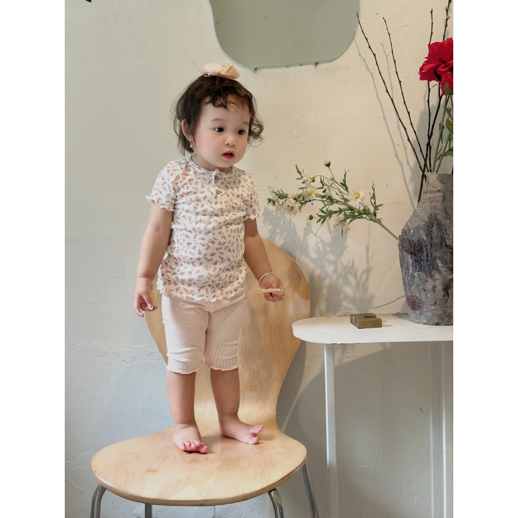 Set Áo Quần Mùa Hè CHo Bé Gái Hoa Cam Vải Cotton Thông Hơi THoáng Mát , CHo Bé Gái 1 Đến 24 Tháng , 4 Đến 13kg