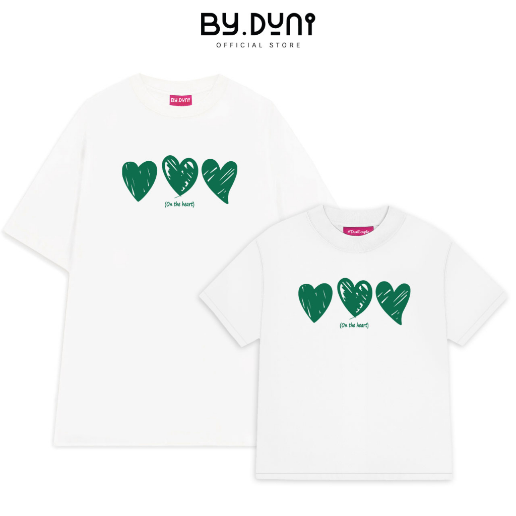 Áo thun cặp đôi nam nữ Baby Tee & Oversized Tee local brand unisex, áo cặp bạn thân vải cotton By.Duni mẫu ON THE HEART