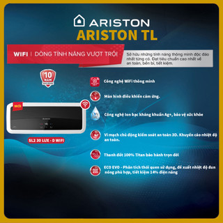 Bình nước nóng gián tiếp 30 lit ariston sl2 30 lux - d ag+ wifi - hàng chính hãng