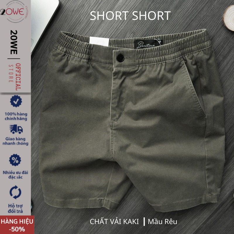 Quần SHORT NAM RELAXED KAKI co giãn form trên gối 20WE,quần đùi nam kaki chun cao cấp, trẻ trung năng động SUMMER 2023