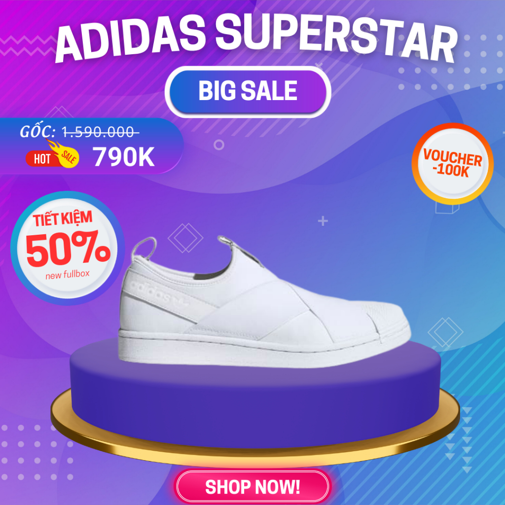 Giày Superstar Slip On Chính Hãng 🔴SIMPLE SNEAKER🔴 Adidas Superstar Slip-On Màu Trắng Giày Lười Nam Nữ [S81338]