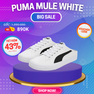 Giày Puma Mule Đạp Gót Chính Hãng 🔴SIMPLE SNEAKER🔴 Puma Bari Mule Trắng Đen Full Box Chuẩn Auth
