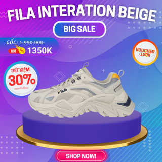 Giày FILA Interation Chính Hãng 🔴SIMPLE SNEAKER🔴 Fila Interation Beige Yellow Đế Cao Phong Cách Hàn Quốc