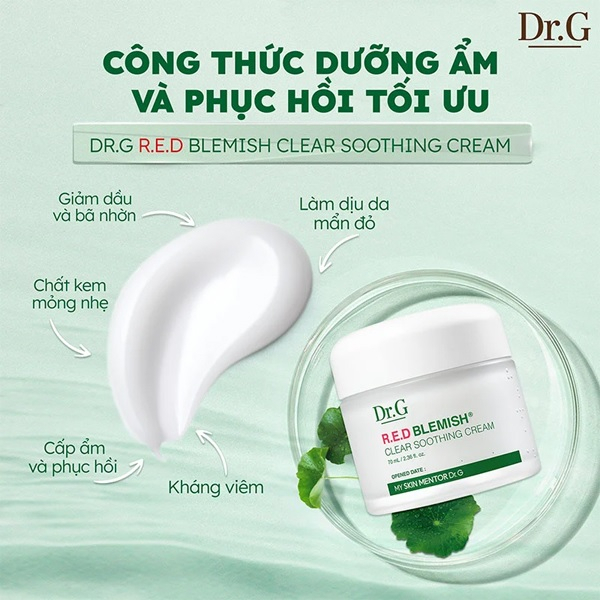 Kem Dưỡng Dr.G Red Blemish Clear Soothing Cream Cho Da Mụn 70ml