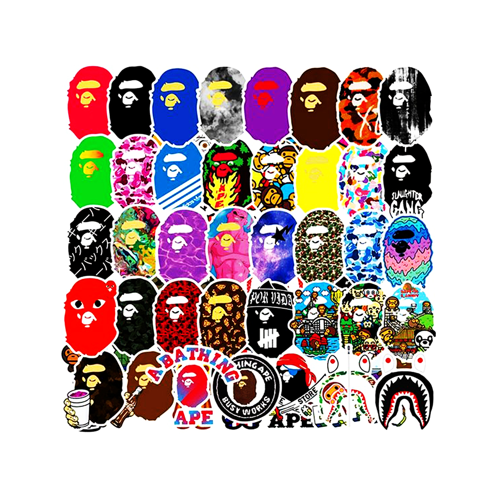 Bộ 50 sticker BAPE dùng để trang trí điện thoại di động - ván trượt - vali - laptop - tường