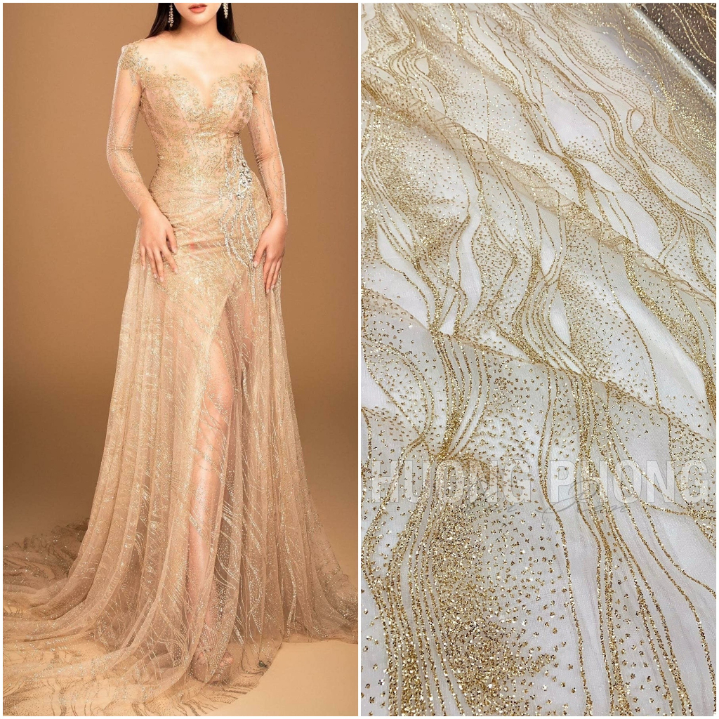 Vải lưới kim tuyến 579