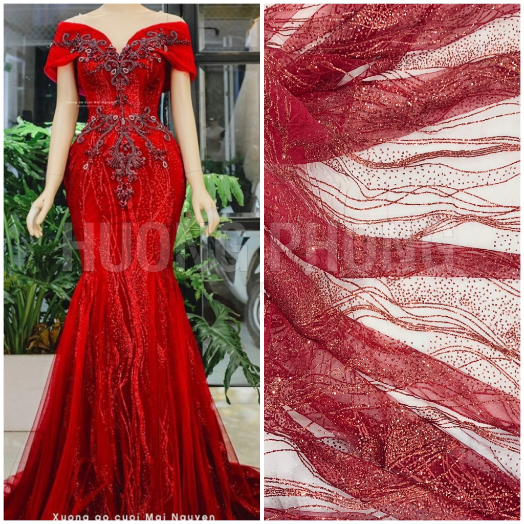 Vải lưới kim tuyến 579
