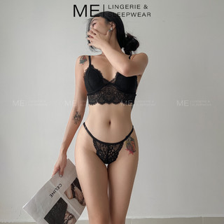 Bộ đồ lót ren nữ áo bralette ren croptop quần dây mềm mại gợi cảm không gọng mút mỏng Melingerie & Sleepwwear
