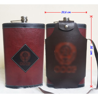 Bình inox đựng rươu 128oz bọc da đỏ 3,8L