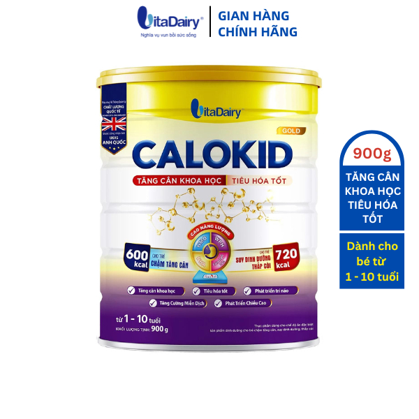 Sữa bột Calokid Gold 900g hỗ trợ bé tăng cân, giúp tiêu hóa tốt