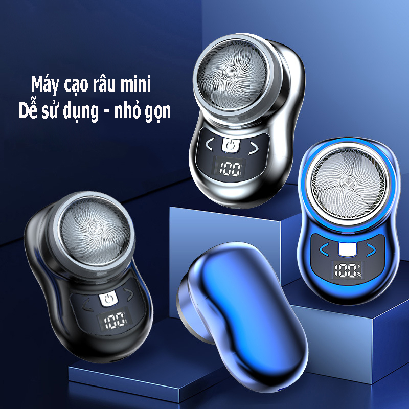 Máy Cạo Râu Mini 3 Lưỡi Kép Tự Mài Chống Thấm Nước Sạc USB Siêu Nhanh