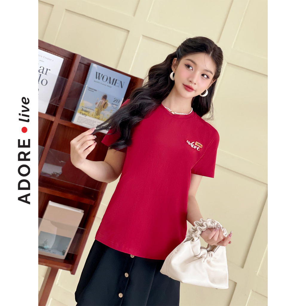 Áo Phông basic T-shirts casual style cotton  thêu Adore live 323TS0007 ADORE DRESS