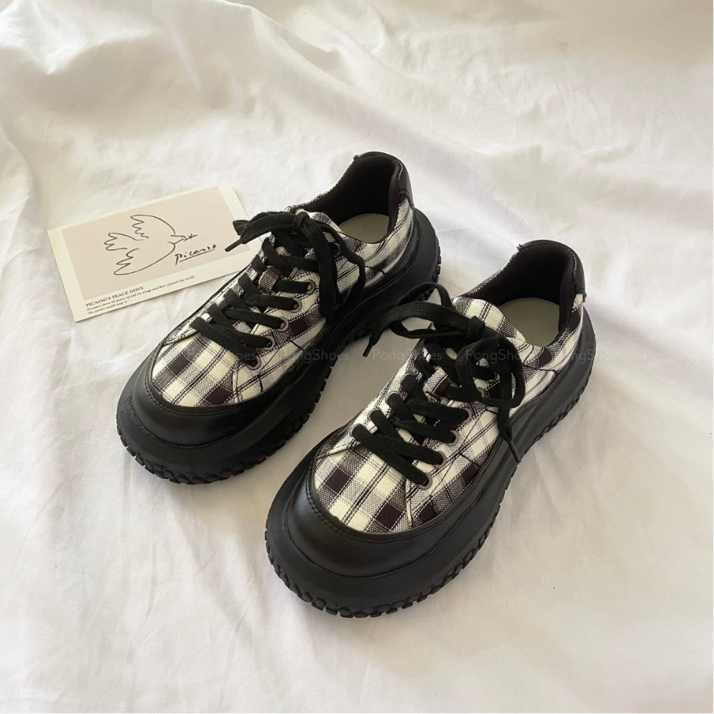 Giày Sneaker PongShoes màu đen, be FULL HỘP Mã 1433
