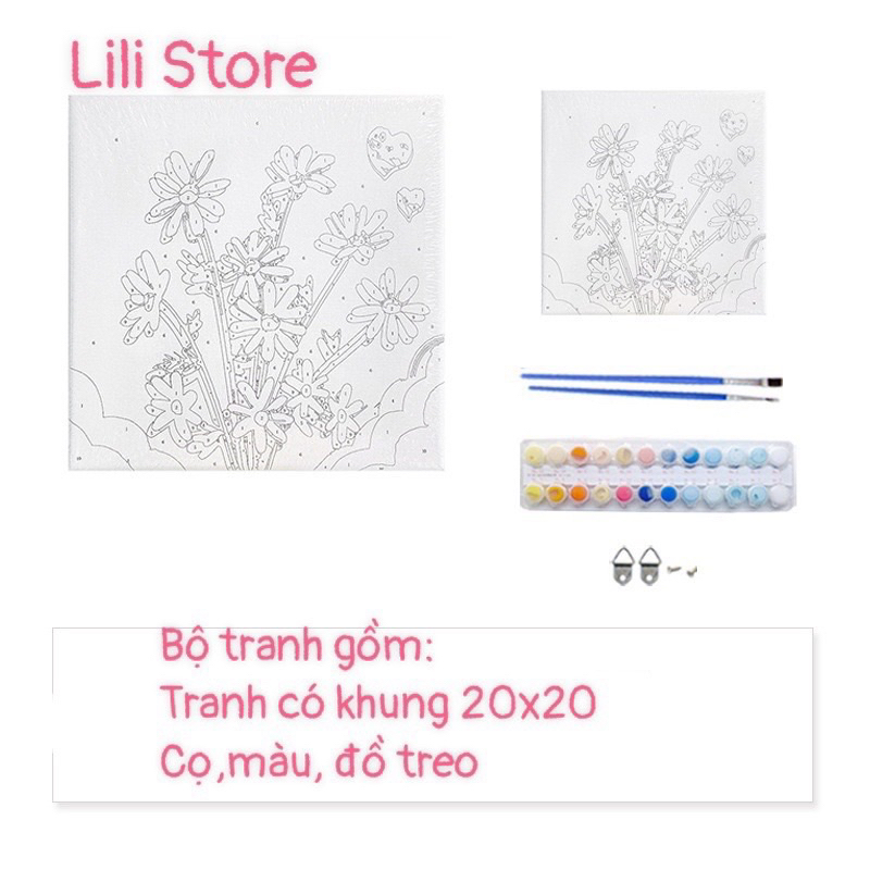 Tranh tô màu theo số DIY khổ 20x20cm có khung- Tranh thành viên BTS