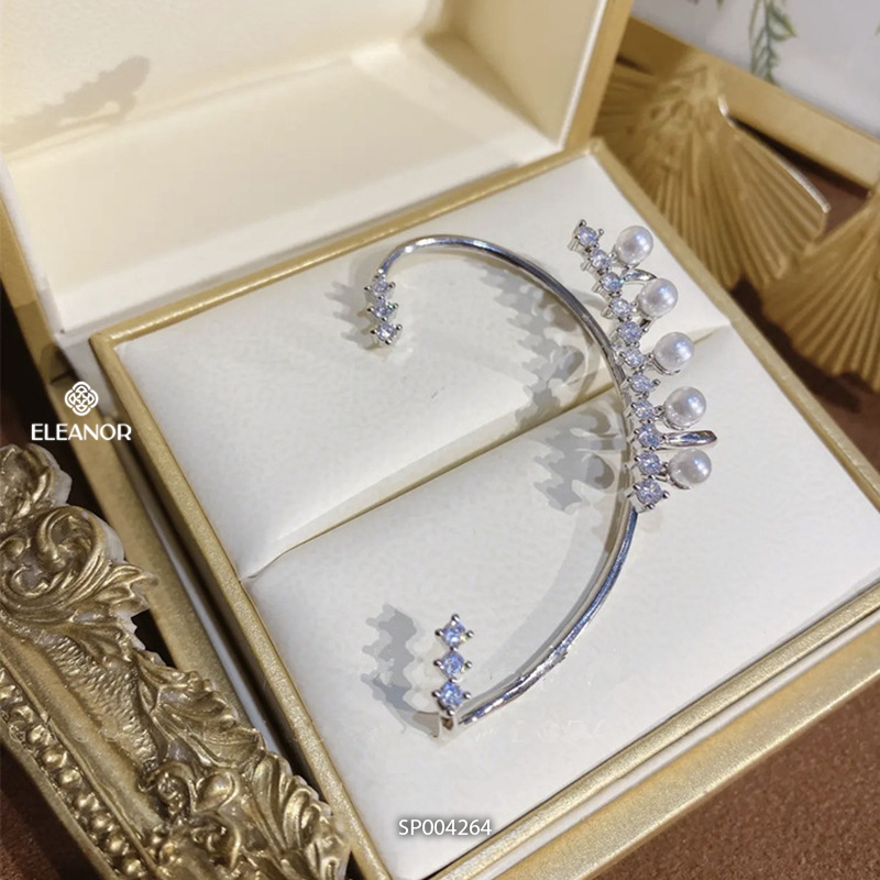 Bông tai nữ gắn vành Eleanor Accessories đính đá ngọc trai nhân tạo phụ kiện trang sức 4264 (1 chiếc)